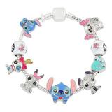 Pulseira Berloque + 9 Pingentes Lilo Stitch Disney 17cm