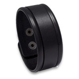 Pulseira Bracelete Masculino Country Couro Depp Liso Preto