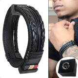 Pulseira Bracelete Tranças Lisa Ajustável Couro Top Barato