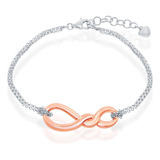 Pulseira Clássica Em Prata Esterlina Rosa Gp Infinity Knot