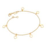 Pulseira Corações Vazados. Mede19 Cm Rommanel 552008