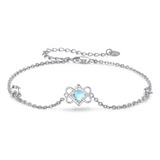  Pulseira Cuoka Milagre Celtic Moonstone Knot 925 Prata Este