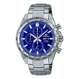 Pulseira De Relógio Masculina Casio Efr-574d-2avudf Edifice, Cor: Prata, Moldura, Cor De Fundo Prateada, Cor De Fundo Azul