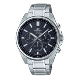 Pulseira De Relógio Masculina Casio Efv-650d-1avudf Edifice, Cor: Prata, Moldura, Cor De Fundo Prateada, Cor De Fundo Preta