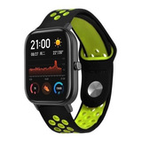 Pulseira Esportiva Preto Com Verde Compatível C/ Amazfit Gts