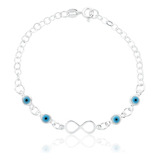 Pulseira Infinito Com Olhos Gregos Prata 925