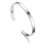 Pulseira Masculina Bracelete Aço Inox Prata 5mm Ajustável 