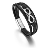  Pulseira Masculina De Couro Infinity Zysta Love Knot Infini