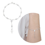 Pulseira Mini Terço Zircônia 5mm Prata 925 Rosário Cravejada