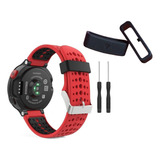 Pulseira Para Garmin 235 735xt + 2 Presilha Borracha Extras Cor Vermelha/preta