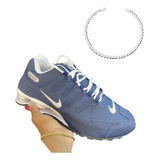 Pulseira Prata Naike Shox Nz Quatro Molas Azul Aço Promoçao Azul-aço 38 39 Cm