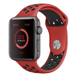 Pulseira Relógio Nike Sport Silicone Compatível Applewatch Cor Vermelho / Preto