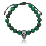 Pulseira Shambala Crânio Caveira Punk Viking Pedra Natural 8