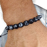 Pulseira Shambala Macramê Pedra Natural Obsidiana