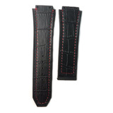 Pulseiras Para Hublot Big Bang Couro 25mm + Chave Cor Couro Com Costura Vermelha