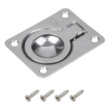 Puxador Concha Argola Embutir 67x50mm Inox Kit 1pç + 4paraf