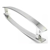 Puxador Curvo Inox Porta Madeira Vidro Pivotante 40cm - Top Cor Inox Polido