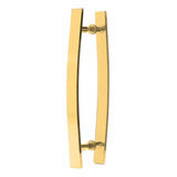 Puxador Duplo Alumínio Curvo 40cm Porta Pivotante Dourado