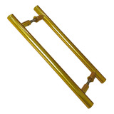 Puxador Duplo Alumínio Tubular 40cm Porta Pivotante Dourado