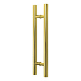 Puxador Duplo Alumínio Tubular 40cm Porta Pivotante Dourado