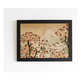 Quadro Art Hokusai Monte Fuji Atrás De Cerejeiras E Flores