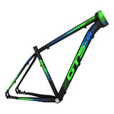 Quadro De Bicicleta Aro 29 Em Alumínio Gts Pro M5 Urban Cor Preto/verde/azul Tamanho Del Quadro 21