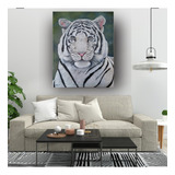 Quadro Decorativo - Tigre Branco (acrílico Sobre Tela)