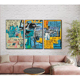 Quadro Decorativo -pintura Basquiat Azul Strokes Sala Quarto