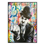 Quadro Decorativo Charles Chaplin Dedo Grafite 60x40