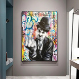 Quadro Decorativo Charles Chaplin Grafite 60x40cm.