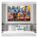 Quadro Decorativo Charles Chaplin Pintura Muro Grafite 40x60