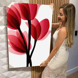Quadro Decorativo Grande Tulipas Vermelhas Minimalista 60x90