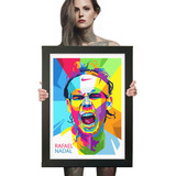 Quadro Decorativo Rafael Nadal Poster Tenis Moldur A2 60x42