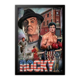 Quadro Decorativo Rocky Balboa Cartaz Moldura A3 45x33