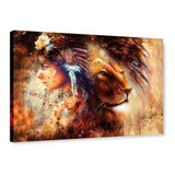 Quadro Em Canvas Pintura Índia Leão - 120x170 Sala 