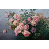 Quadro Em Óleo Sobre Tela- Floral-rosas- 