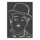 Quadro Entalhado Em Madeira - G - Charles Chaplin - Preto