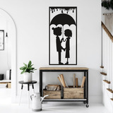 Quadro Escultura De Parede 70cm Casal Guarda-chuva