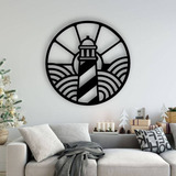 Quadro Escultura De Parede Em Mdf 60cm Farol Maritimo