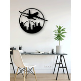 Quadro Escultura De Parede Em Mdf 70cm Avião Paisagem