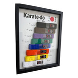 Quadro Faixa Karate Goju Ryu C/vidro E C/8 Faixas Miniatura