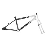 Quadro Garfo De Bicicleta Bicolor Ultra Bikes Aro 20 Aço Cor Preto - Branco