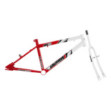 Quadro Garfo De Bicicleta Bicolor Ultra Bikes Aro 20 Aço Cor Vermelho-branco