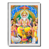 Quadro Hindu Brahma Arte Deus Da Criação Moldura Branca
