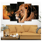 Quadro Jesus Leao De Juda Hd 5 Peças Mosaico Mdf 6mm Hd Cor Quadro Leão Jesus Juda Cor Da Armação Preto