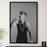 Quadro Justin Bieber Preto E Branco Decorativo A4 23x33cm