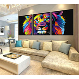 Quadro Leão Colorida Judá Decorativo Lindo Grande 180x60