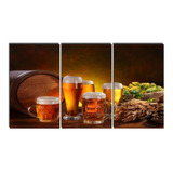 Quadro Mosaico Bar Cerveja Churrasco - 3 Placas 70 X 150 Cm