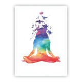 Quadro Namastê - Ioga - Yoga - Meditação Com Moldura Branca Cor Nt01mdb