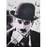 Quadro Pintura A Oleo Sobre Tela Decoracao Arte Chaplin